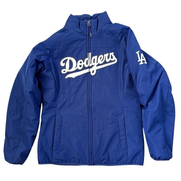Majestic Blue Front Dodgers Authentic Zip Front Lined Jacket Women’s Size Small - Picture 1 of 9